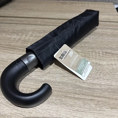 Totes Mens Automatic Open/Close Crook Handle Umbrella Black   - Image 1 of 2