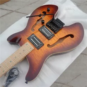 Normal Fretted Headless Electric Guitar,Semi Hollow Body&Maple Fingerboard BJ645 - Picture 1 of 7