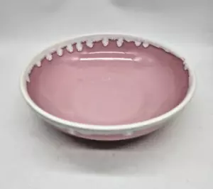 Vtg Hull Crestone Pink White Drip Glaze Large Serving Console Bowl MCM T17 - Picture 1 of 6