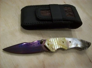 CUSTOM THAILAND KNIFE / Hand Finished Mother of Pearl / Gold Lip Pearl ~Mint New - Picture 1 of 11