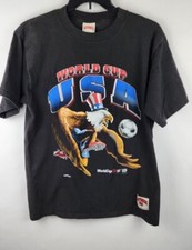 Vintage World Cup USA 94 Eagle Nutmeg T-Shirt United States FIFA 1994 90s Large