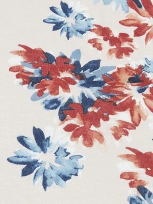 French Terry Floral  Fabric Knit Blue Abstract Apparel By the Yard   - Image 1 of 3