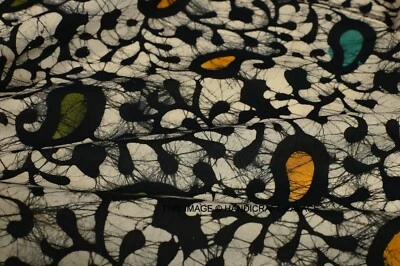 25 Yard Paisley Batik Indian Natural Fabric Hand Block Print Dabu Dress Fabric - Image 1 of 3