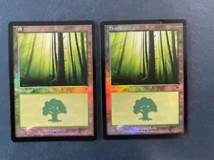 MTG 2X FOIL INVASION FOREST MAGIC THE GATHERING #347/350 JAPANESE + ENGLISH LAND - Picture 1 of 6
