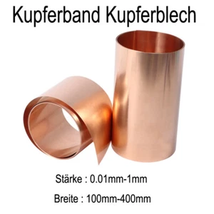 Kupferband Dicke 0.01-1mm Folie Flach Band Kupferblech 99.9% Reines Kupfer T2 Cu - Picture 1 of 9