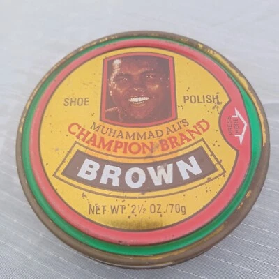 Muhammad Ali's Champion Brand Brown Shoe Polish Vintage 1980s Rare Collectible - Image 1 of 4