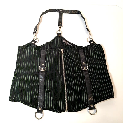 Lip Service XXL Underbust Corset, Gangsta Pranksta, Gothic, Zip up, Pinstripe - Image 1 of 4