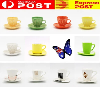 Ceramic Coffee Mug Espresso Tea Water Cup With Saucer Colorful Creative Pattern - image 1 of 4