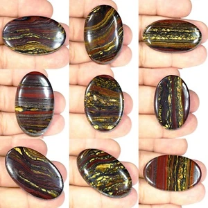 Rare Natural Golden Fire Red Iron Tiger Oval Cabochon Gemstone BS- - Picture 1 of 10