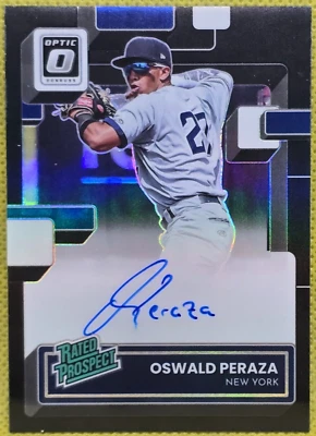 2022 Donruss Optic Rated Rookie Black Oswald Peraza Prospect Auto 19/25 RPS-OP! - Image 1 of 2