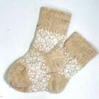 Unisex Socks Womens Pure Wool Hand Knitted Warm Soft 9.0'' Snowflake Tan