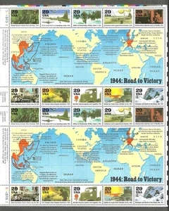 2838 Sheet of 20, 29-cent stamps - 1944: Road to Victory - WWII - Picture 1 of 2
