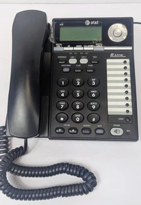 AT&T (993) Black 2 Line Corded Telephone With Speakerphone No Manual - Picture 1 of 5