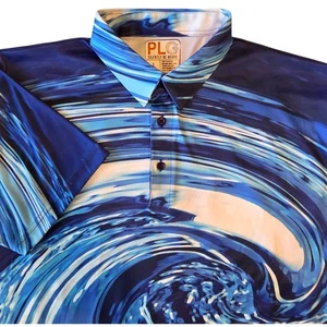 PLG Golf Polo Silently Be Heard, Whirlpool Wave blau & weiß Design Größe Large - Bild 1 von 6