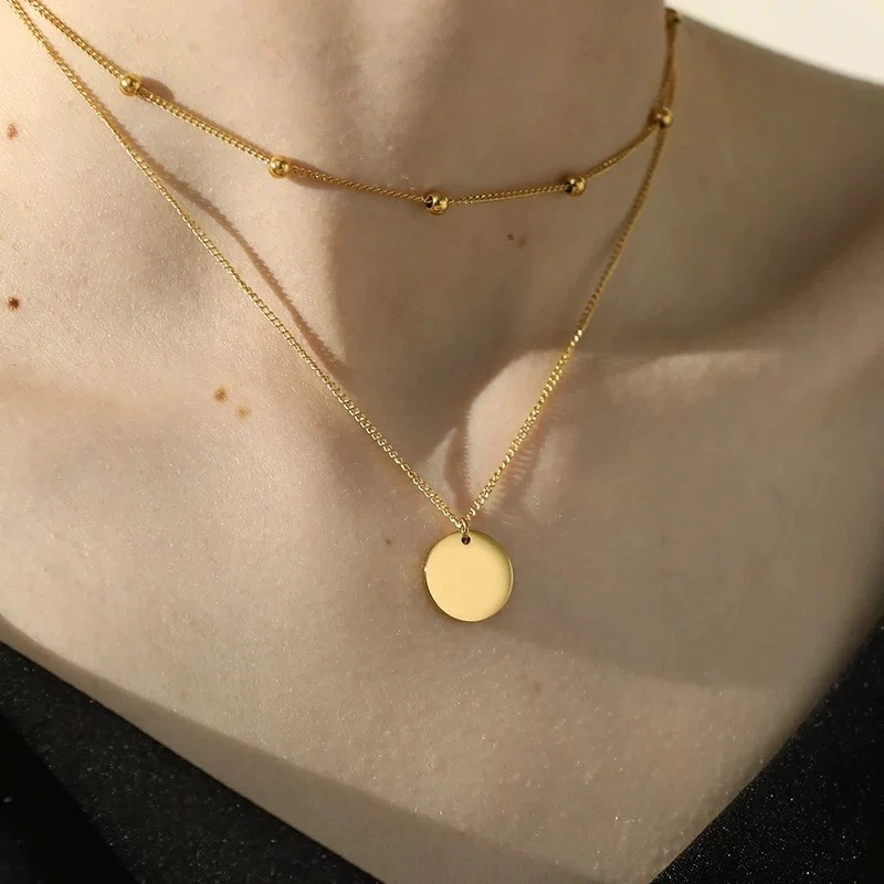 Collar retro francés de doble capa de acero titanio de inspiración vintage Foto 1 de 4