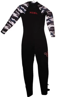 XCEL YOUTH FULL WETSUIT  SIZE 12 BLACK W/CAMO SLEEVE NYLON POLY SPANDEX - Image 1 of 4