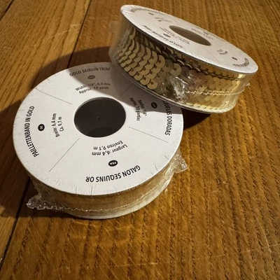 Stampin Up GOLD SEQUIN TRIM Ribbon 1/4" 6.4 mm 10 yards - Image 1 of 4