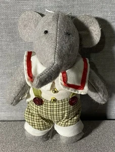 Vintage Felt Elephant Plush Ornament 5” - Picture 1 of 6