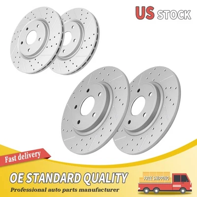 Front Rear Drilled Brake Rotor For Dodge Grand Caravan Journey RAM C/V 2012-2020 - Image 1 of 4