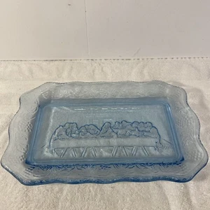 Indiana Glass Blue Tiara Indiana Glass Pressed Glass Last Supper Plate / Dish - Picture 1 of 9