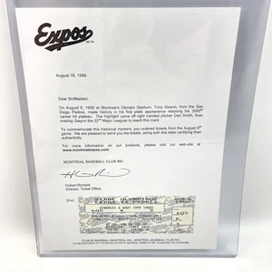 Expos Montreal's Olympic Stadium Tony Gwynn 3000th Career Hit Plateau Ticket - Picture 1 of 7
