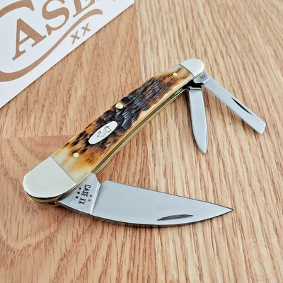 Case XX Seahorse Whittler Pocket Knife Carbon Steel Blades Jigged Bone Handle - Image 1 of 4