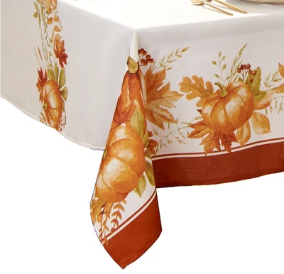 ELRENE HOME AUTUMN PUMPKIN GROVE POLYESTER HARVEST FALL TABLECLOTH 60"x 102" NEW - Image 1 of 4