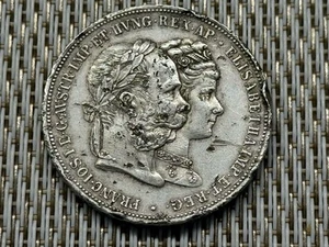 Doppelgulden 1879 Silberhochzeit Franz Josef Österreich Silber W/25/577 - Imagen 1 de 2