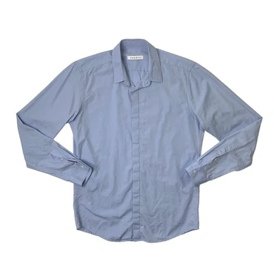 Sandro Shirt Mens M Medium Cornflower Cotton Slim Fit Hidden Button Long Sleeve - Image 1 of 4