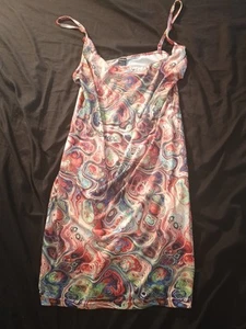 Shein Psychedelic Silky Slip Dress Holiday Clubwear Body Con Size 8-10 - Picture 1 of 1