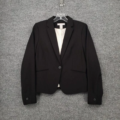 Blazer H&M Mujer 8 Negro Mono Pecho Forrado Traje Chaqueta Carrera Muescas Foto 1 de 4