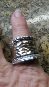 *STAINLESS STEEL  HAMMERED EFFECT RING Sz 7 3/4 - Picture 1 of 3