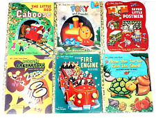 6 Little Golden Books Bundle Lot 2000s Poky Caboose Postmen Fire Engine Turtle