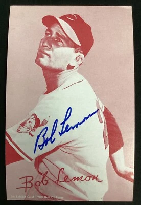 Bob Lemon Signed Postcard 1980 Exhibit￼s Baseball Clevela Indians Autograph TPG - Image 1 of 3