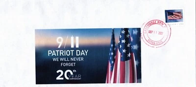 USA 2021 20th YEAR ANNIVERSARY OF 9/11 PATRIOT DAY COVER &  NJ CANCEL FLAG STAMP - Image 1 of 3