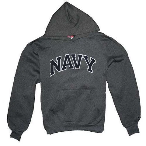 Navy Midshipmen Hooded Sweatshirt By Champion, Arched Print, Granite Cover