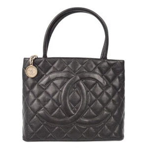 Chanel Black Calfskin Medallion Tote Handbag 162773 - Picture 1 of 8