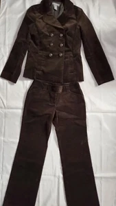 SET TUTA PANTALONI IN VELLUTO A VELO NUOVO ANN TAYLOR ELEGANTE MARRONE SCURO TAGLIA XSP - Foto 1 di 3