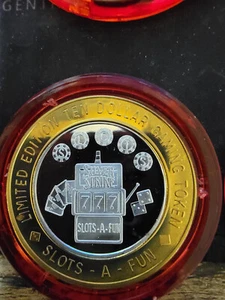 2005 SLOTS A FUN $10 RED Cap Silver Strike Slot Machine .999 - Picture 1 of 2