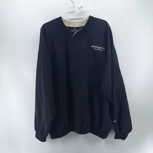 antigua nylon jacket men size XL black v neck pullover windbreaker - Picture 1 of 10
