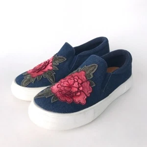 - VINTAGE HAVANA Crystal Denim Slip On Platform Sneakers - Picture 1 of 7