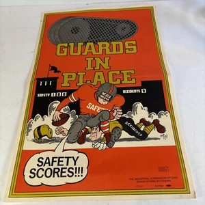 Vintage 11x17 Guards In Place Safety Poster Football Industrial Steampunk - Picture 1 of 12