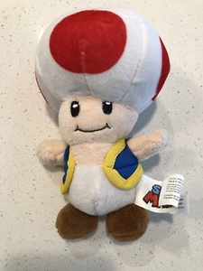 Nintendo Super Mario 8" Plush Toad Stuffed Doll Toy Gift Super Mario Bros New - Picture 1 of 4