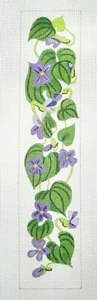 Barbara Eyre HandPainted Needlepoint 18 Canvas Violet Garland 17" x 7" - Picture 1 of 4