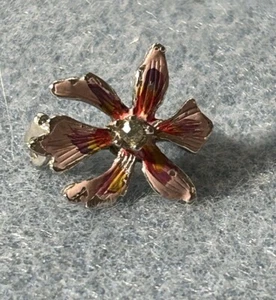 Pink Flower brooch Pin With Clear Rhinestone Very Pretty Piece - Picture 1 of 8