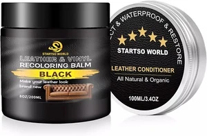 200Ml Leather Recoloring Balm with 100ML Leather Conditioner, Black Leather Repa - Picture 1 of 8
