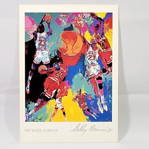 MICHAEL JORDAN 1991 LEROY NEIMAN POSTCARD 7.75" X 5.5" NM-MINT - Picture 1 of 12
