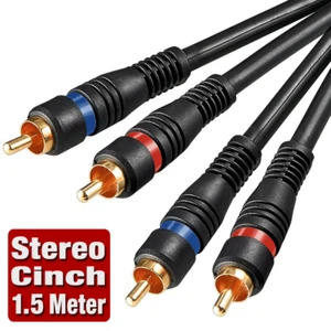 Hochwertiges Stereo Kabel, koax geschirmt, vergoldet, Cinch Chinch RCA 1.5 Meter - Bild 1 von 5