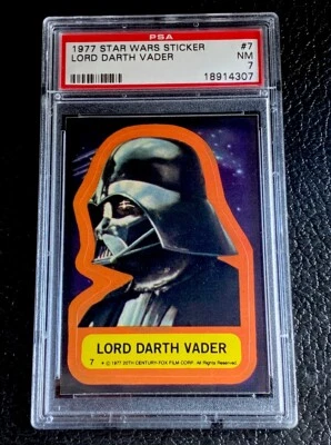 PSA 7 Darth Vader Rookie Card 1977 Topps Star Wars Stickers #7 NM Lord Movie - Image 1 of 2