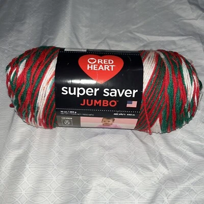 Oreo Red Heart yarn, super saver , Jumbo , Mistletoe , Christmas Colors , - Image 1 of 3